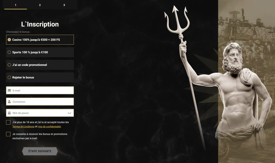 Inscription rapide au casino Casinoly